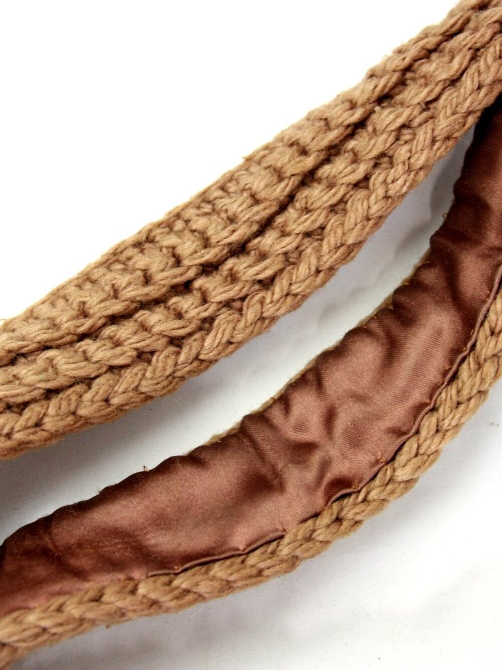Vintage Handmade Crocheted Knit Envelope Handbag Shoulder Bag Purse Brown 1970s - Picture 4 of 11